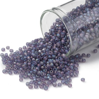 TOHO Round Seed Beads, Japanese Seed Beads, (166DF) Transparent AB Frost Light Tanzanite, 11/0, 2.2mm, Hole: 0.8mm, about 5555pcs/50g