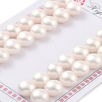 Grade 6A Natural Cultured Freshwater Pearl Beads, Half Drilled, Half Round Beads, White, 11~11.5x8mm, Hole: 1mm