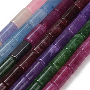 Dyed Natural Malaysia Jade Beads Strands, Column, Mixed Color, 16x8.5mm, Hole: 1.5mm, about 23pcs/strand, 14.96 inch(38cm)