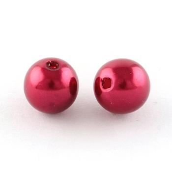 ABS Plastic Imitation Pearl Round Beads, Red, 14mm, Hole: 2.5mm, about 350pcs/500g