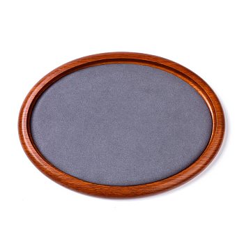 Oval Wood Pesentation Jewelry Display Tray, Covered with Microfiber, Coin Stone Organizer, Gray, 30x22x1.8cm