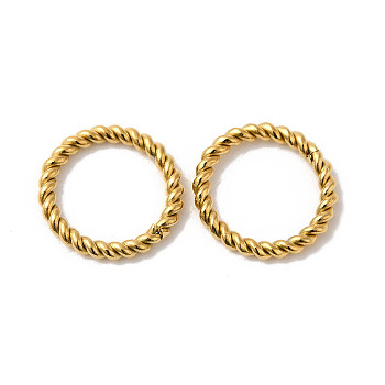 Manual Polishing 304 Stainless Steel Link Rings, Twisted Ring Quick Link Connector, Real 18K Gold Plated, 15x2mm, Inner Diameter: 11mm