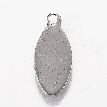 304 Stainless Steel Pendants, Stamping Blank Tag, Oval, Stainless Steel Color, 15x7x0.8mm, Hole: 1.4mm