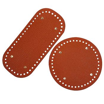 2Pcs 2 Style PU Leather Knitting Crochet Bags Nail Bottom Shaper Pad, Bag Cushion Base, with Alloy Nail, Bag Bottom Accessories, Chocolate, 1pc/style