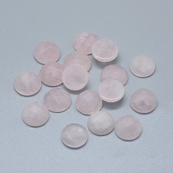 Natural Rose Quartz Cabochons, Faceted, Half Round/Dome, 12~13x5~5.5mm