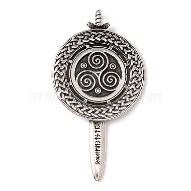 Antique Silver Flat Round 304 Stainless Steel Big Pendants