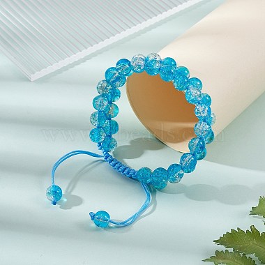 Sparkling Round Glass Braided Bead Bracelet(BJEW-SW00082-03)-5