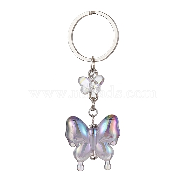 Medium Purple Butterfly Glass Keychain