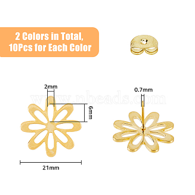 20Pcs 2 Colors 201 Stainless Steel Stud Earring Findings(FIND-DC0002-55)-2