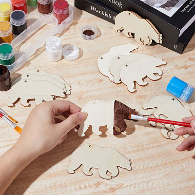 Animal Theme Unfinished Blank Wooden Pendants Set for Painting Arts(WOOD-WH0124-26B)-3