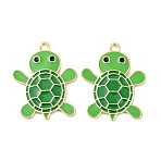 Alloy Enamel Pendants, Turtle Charms, Golden, 31x24.5x2.5mm, Hole: 2mm(FIND-P035-02G)