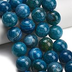 Natural Dragon Veins Agate Beads Strands, Dyed & Heated, Smooth Round, Aquamarine, 19~21mm, Hole: 1.4~1.6mm, about 20pcs/strand, 15.43''(39.2cm)(GG-L001-L01-02D)