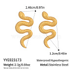 304 Stainless Steel Stud Earrings for Women, Snake, Real 18K Gold Plated, 24.6x12mm(YO7576)