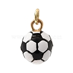 Brass Enamel Pendants, Football Charms, Golden, Black, 14.5x10.5mm, Hole: 3.8mm(KK-F940-07A-G02)