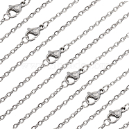 30Pcs 304 Stainless Steel Flat Cable Chain Necklaces Set, Stainless Steel Color, 15.75 inch(40cm)(STAS-BBC0005-02)