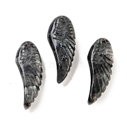 Natural Larvikite Pendants, Carved Wing Charms, 40~40.5x14.5~16x7.5~8.5mm, Hole: 1.4~1.5mm(G-C134-05A)