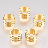 201 Stainless Steel Beads, Column, Real 18k Gold Plated, 8x5mm, Hole: 6mm(STAS-G173-01G-B)