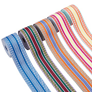 WADORN 5Pcs 5 Colors Bohemian Style Polyester Striped Ribbon, Garment Accessories, Mixed Color, 2 inch(50mm), about 2 yards/pc, 1pc/color(OCOR-WR0001-07A)