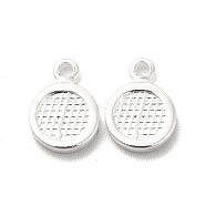 Brass Charms, Cadmium Free & Lead Free, Flat Round Charm, 925 Sterling Silver Plated, 9x6.5x1mm, Hole: 1mm(KK-H442-11S)