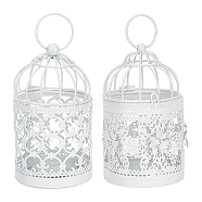 Metal Iron Birdcage Candle Holder, Perfect Home Party Decoration, White, 2pcs/set(AJEW-GA0002-27)