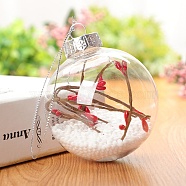 Transparent Plastic Fillable Ball Pendants Decorations, with Rattan inside, Christmas Tree Hanging Ornament, Clear, 80mm(XMAS-PW0002-02B-09)