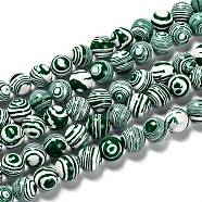 Synthetic Malachite Beads Strands, Dyed, Round, Green, 6mm, Hole: 0.5mm, about 63pcs/strand,  14.96 inch(38cm)(X-G-I199-32-6mm-F)
