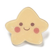 Cartoon Style Acrylic Brooch, Platinum Iron Pin for Backpack Clothes, Star, 27x30x2mm(JEWB-D016-01I)