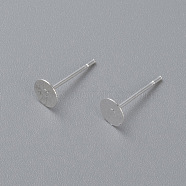304 Stainless Steel Stud Earring Findings, Flat Round, Silver, 5x0.3mm, Pin: 0.7mm(STAS-H436-24S-5mm)