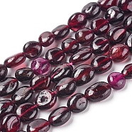 Natural Garnet Beads Strands, Tumbled Stone, Nuggets, 5.5~10.5x5.5~7x2.5~6.5mm, Hole: 0.8mm, about 54pcs/strand, 15.94 inch(40.5cm)(G-L478-52)