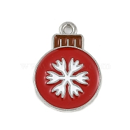 Christmas Theme Spray Painted Alloy Enamel Pendants, Platinum, Snowflake, 22x16x1.5mm, Hole: 1.8mm(ENAM-Z020-02I)