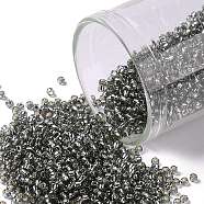 TOHO Round Seed Beads, Japanese Seed Beads, (29B) Silver Lined Gray, 15/0, 1.5mm, Hole: 0.7mm, about 135000pcs/pound(SEED-TR15-0029B)