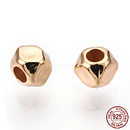 925 Sterling Silver Beads, Polygon, Nickel Free, Real 18K Gold Plated, 3x3x3mm, Hole: 1.4mm(STER-T004-77G)
