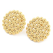 304 Stainless Steel Stud Earring for Women, Flat Round, Real 14K Gold Plated, 21mm(EJEW-C067-19G)