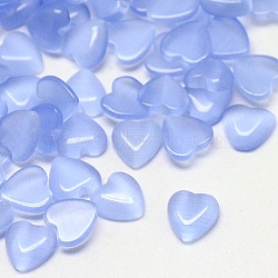 Cat Eye Cabochons, Heart, Cornflower Blue, 10x10x2.5mm(CE-J003-10x10mm-07)