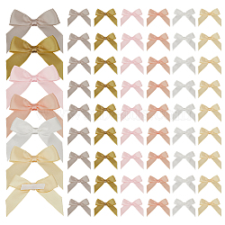 60Pcs 6 Colors Self-Adhesive Polyester Bowknot Gift Box Packing Decorations, Mixed Color, 30~57x76~113x4.5mm, 10pcs/color(DIY-ME0002-55)
