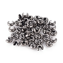 Iron Crimp Beads Covers, Nickel Free, Gunmetal, 5mm In Diameter, Hole: 1.5~1.8mm(X-IFIN-H030-NFB-NF)