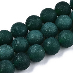 Natural Agate Beads Strands, Frosted, Dyed, Round, Teal, 12.5x11.5~12.5mm, Hole: 2mm, about 33pcs/strand, 15.35 inch~15.75 inch(39cm~40cm)(G-T131-68C-03)