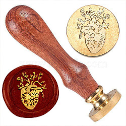Golden Plated Brass Sealing Wax Stamp Head, with Wood Handle, for Envelopes Invitations, Gift Cards, Heart, 83x22mm, Head: 7.5mm, Stamps: 25x14.5mm(AJEW-WH0208-917)
