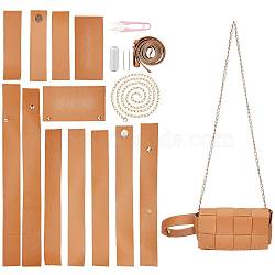 DIY Purse Making Kits, including PU Imitation Leather Bottom & Findings, Tools, Iron & Plastic Fingding, Goldenrod(DIY-WH0304-284)