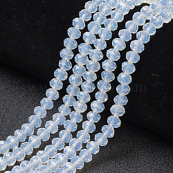 Glass Beads Strands, Imitation Jade, Faceted, Rondelle, Clear, 3.5~3.8x3mm, Hole: 0.4mm, about 113~115pcs/strand, 32.5~33cm(EGLA-A044-J3mm-D06)