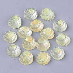 Transparent Epoxy Resin Cabochons, Imitation Jelly Style, with Sequins/Paillette, Shell Shape, Champagne Yellow, 12.5x11.5x9.5mm(CRES-T020-01D)