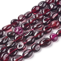 Natural Garnet Beads Strands, Tumbled Stone, Nuggets, 5.5~10.5x5.5~7x2.5~6.5mm, Hole: 0.8mm, about 54pcs/strand, 15.94 inch(40.5cm)(G-L478-52)