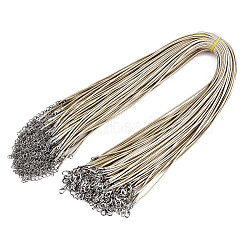 Waxed Cotton Cord Necklace Making, with Alloy Lobster Claw Clasps and Iron End Chains, Platinum, Dark Khaki, 17.12 inch(43.5cm), 1.5mm(X-MAK-S034-024)