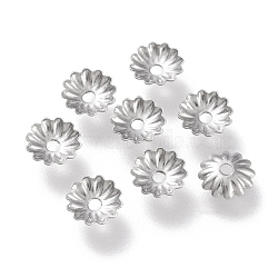 Non-Tarnish 304 Stainless Steel Bead Caps, Multi-Petal, Flower, Stainless Steel Color, 5.5x5.5x1.2mm, Hole: 1.2mm(STAS-K194-06P-01)