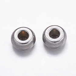 Non-Tarnish 304 Stainless Steel Beads, Drum, Stainless Steel Color, 4x2mm, Hole: 1.3~1.4mm(X-STAS-K146-063-4mm)