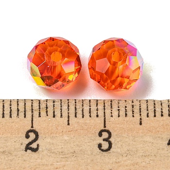 Electroplate Glass Beads, Rondelle, Orange Red, 8x6mm, Hole: 1.6mm, 100pcs/bag
