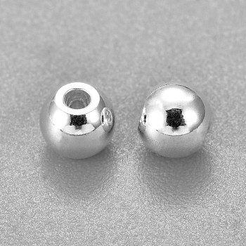 304 Stainless Steel Beads, Round, Silver, 4x3mm, Hole: 2mm