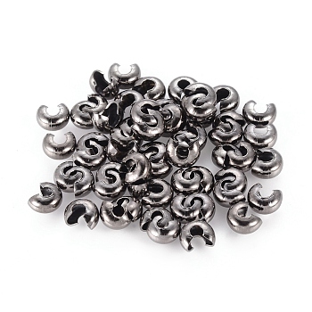 Iron Crimp Beads Covers, Nickel Free, Gunmetal, 5mm In Diameter, Hole: 1.5~1.8mm