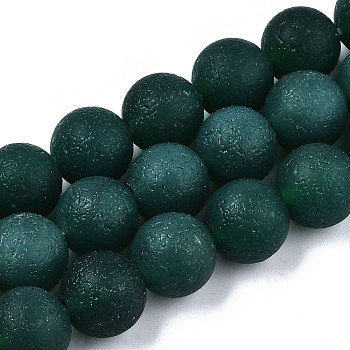 Natural Agate Beads Strands, Frosted, Dyed, Round, Teal, 12.5x11.5~12.5mm, Hole: 2mm, about 33pcs/strand, 15.35 inch~15.75 inch(39cm~40cm)