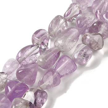 Natural Amethyst Beads Strands, Nuggets, Tumbled Stone, 7~15x6~10x5.5~8mm, Hole: 1mm, about 47~49pcs/strand, 15.55~15.94''(39.5~40.5cm)